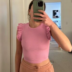 Zara Ruffle Sleeve Pink Crop Top
